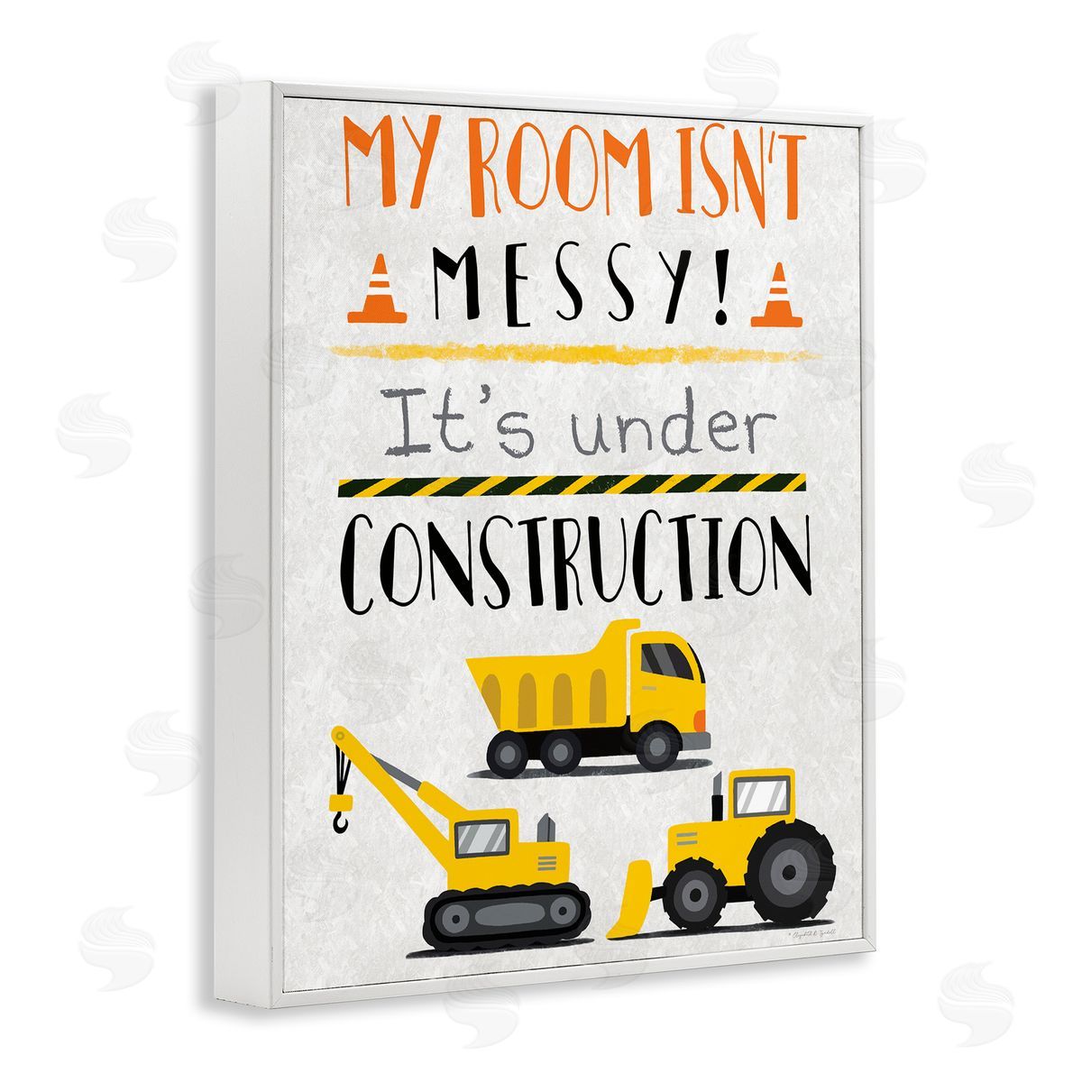 Under Construction Not Messy White Frame Print Wall Art, Home Decor by Elizabeth Tyndall