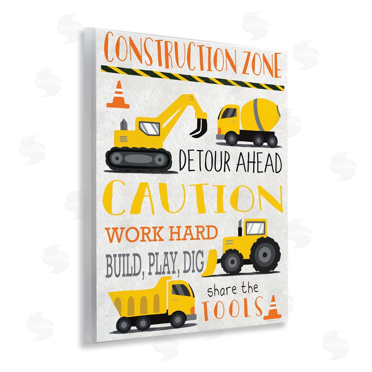 Construction Zone Ahead Wood Plaque Wall Art, Home Decor by Elizabeth Tyndall
