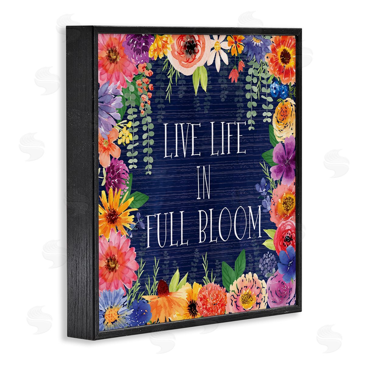 Live Life in Full Bloom Black Frame Print Wall Art, Home Decor by Nicole DeCamp