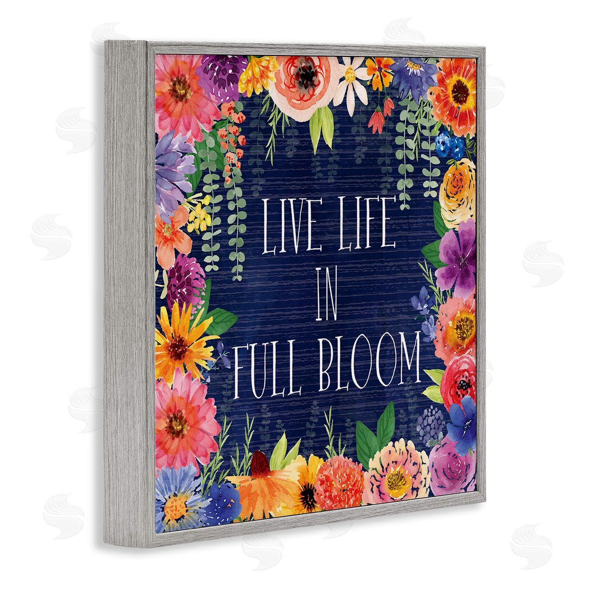 Live Life in Full Bloom Grey Frame Print Wall Art, Home Decor by Nicole DeCamp