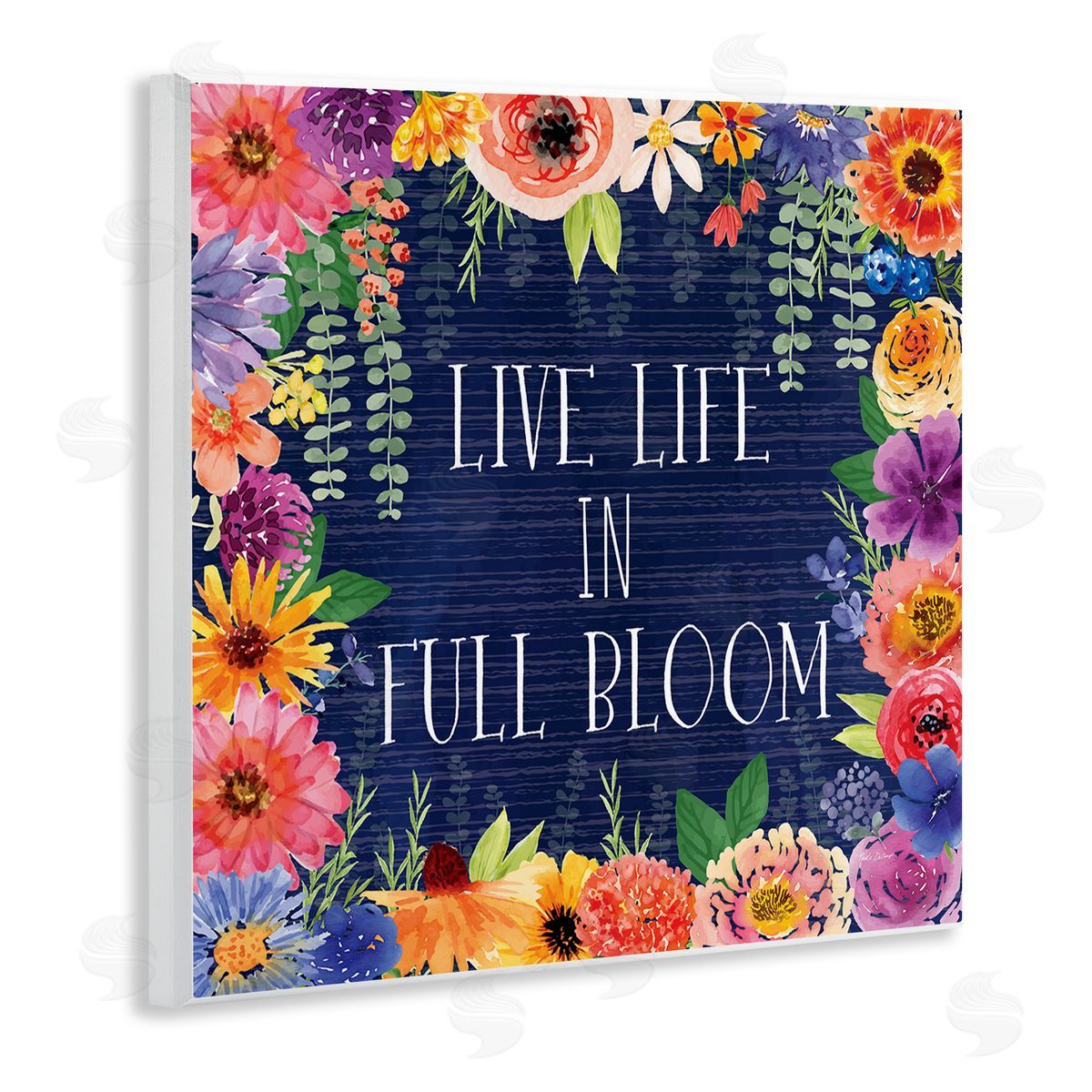 Live Life in Full Bloom Wood Plaque Wall Art, Home Decor by Nicole DeCamp