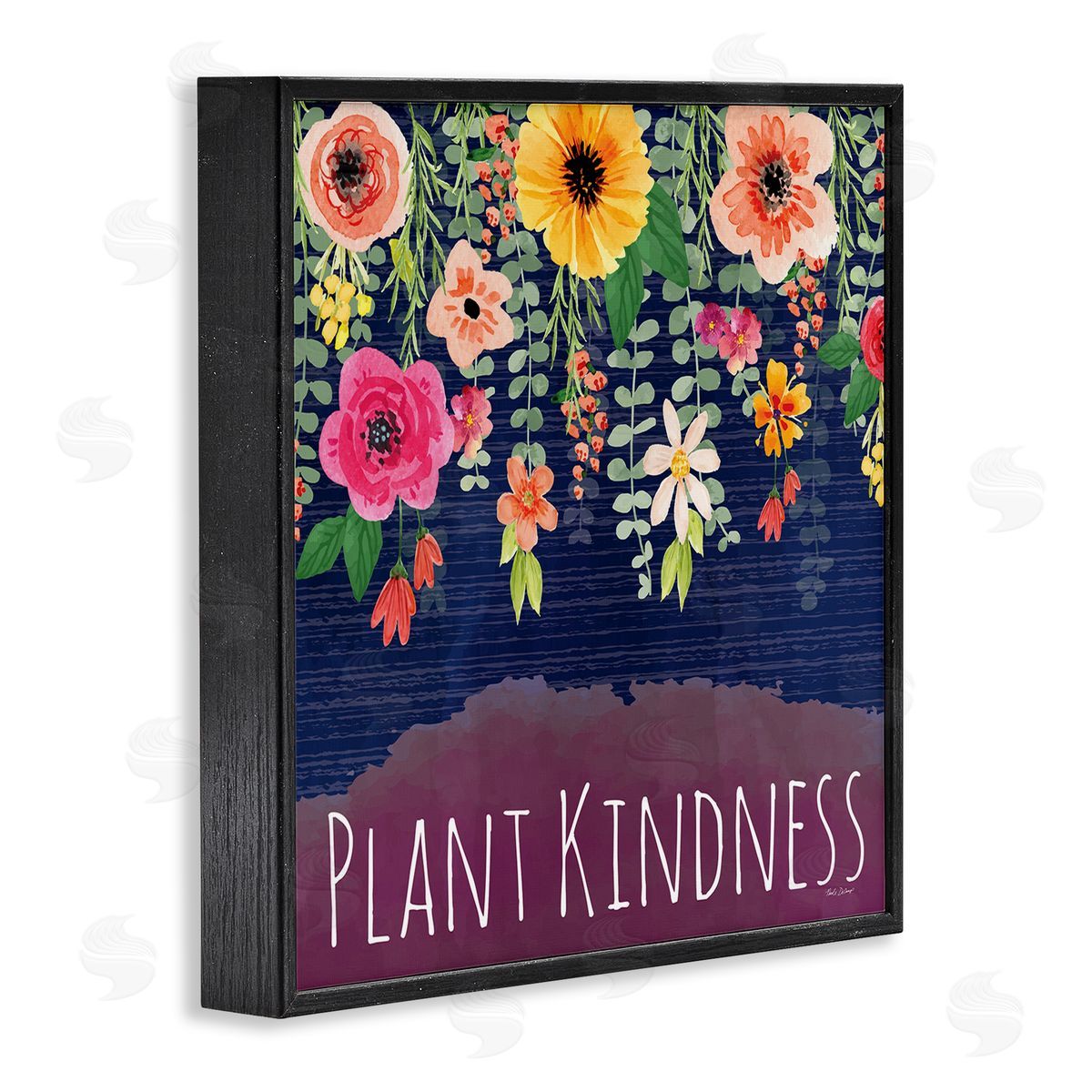 Plant Kindness with Florals Black Frame Print Wall Art, Home Decor by Nicole DeCamp