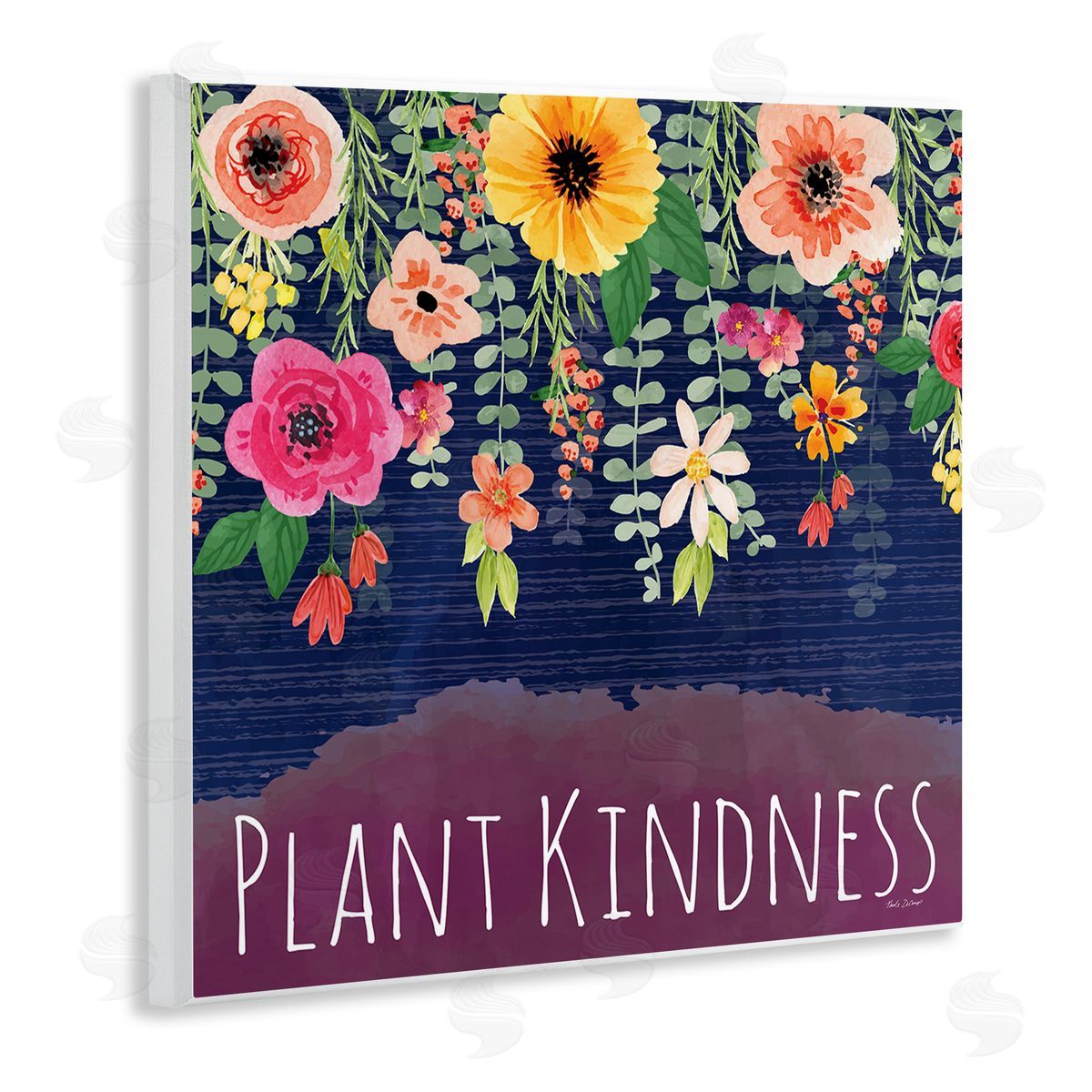 Plant Kindness with Florals Wood Plaque Wall Art, Home Decor by Nicole DeCamp