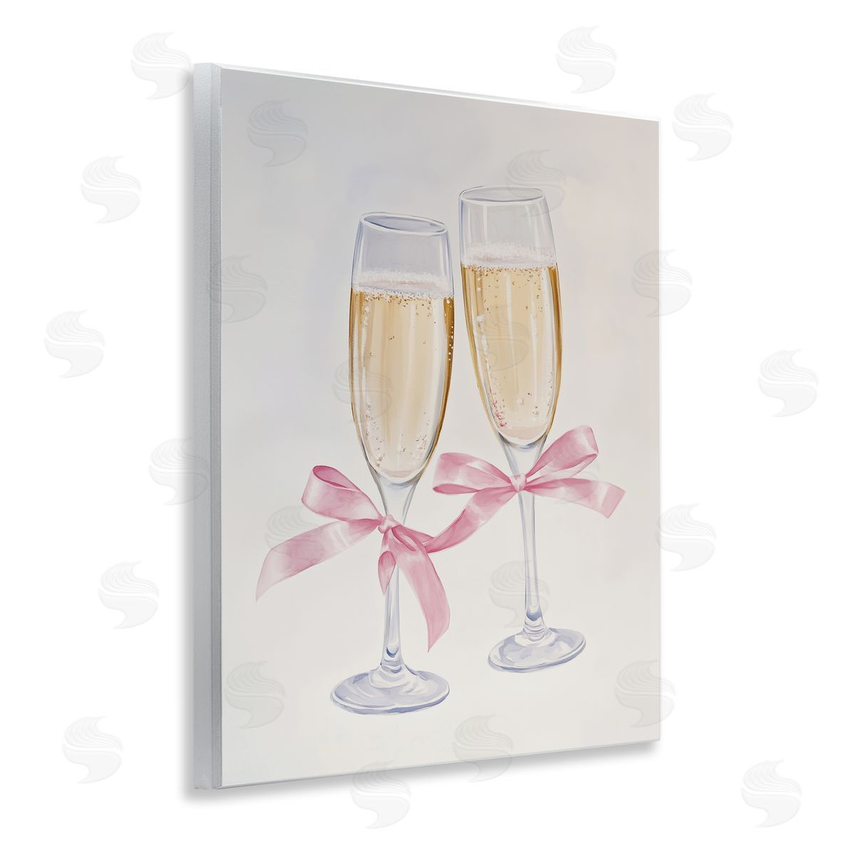 Chic Bow Champagne Glasses Wood Plaque Wall Art, Home Decor by Arlington Prints