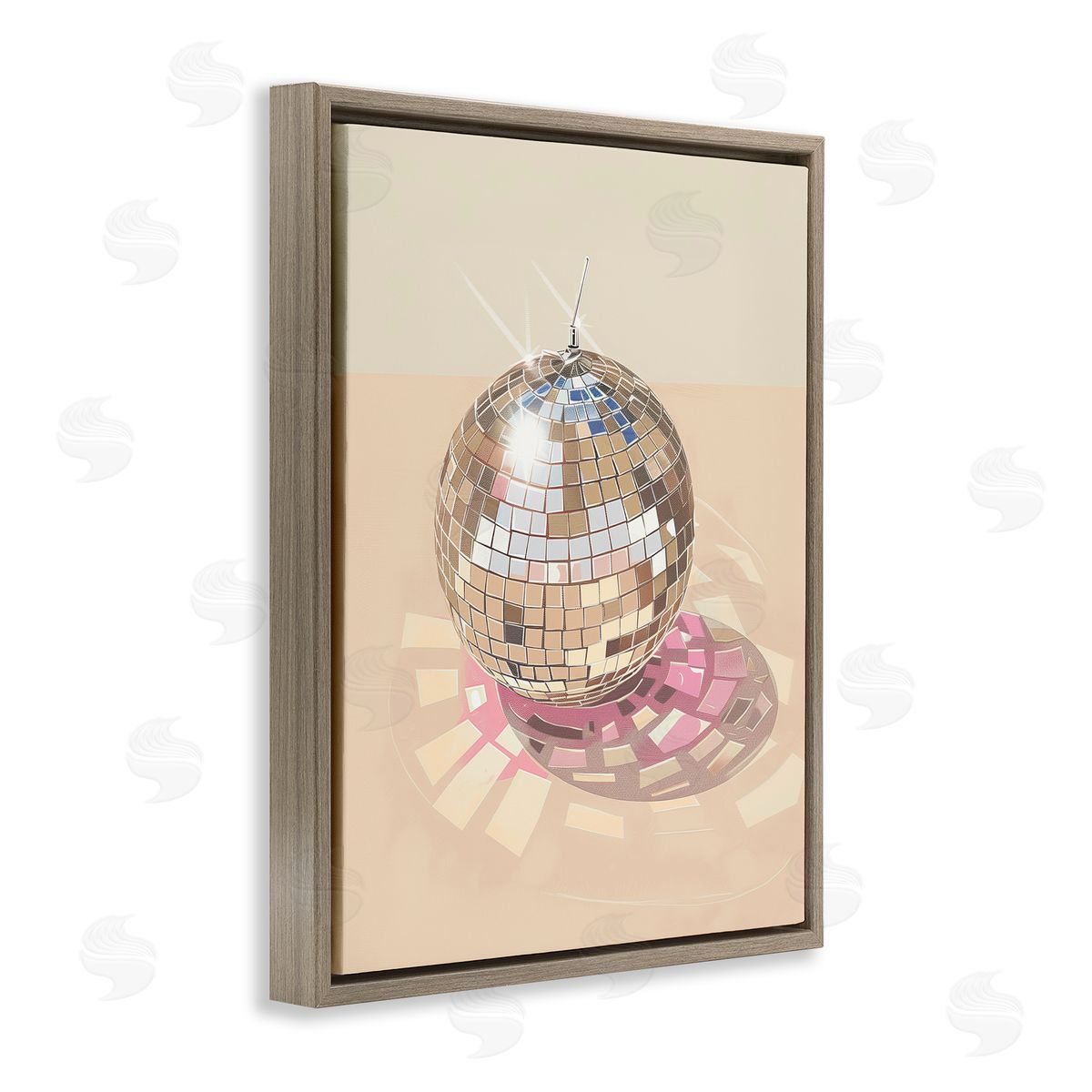 Dazzling Disco Ball Refraction Brown Floating Frame Canvas Wall Art, Home Decor by Arlington Prints