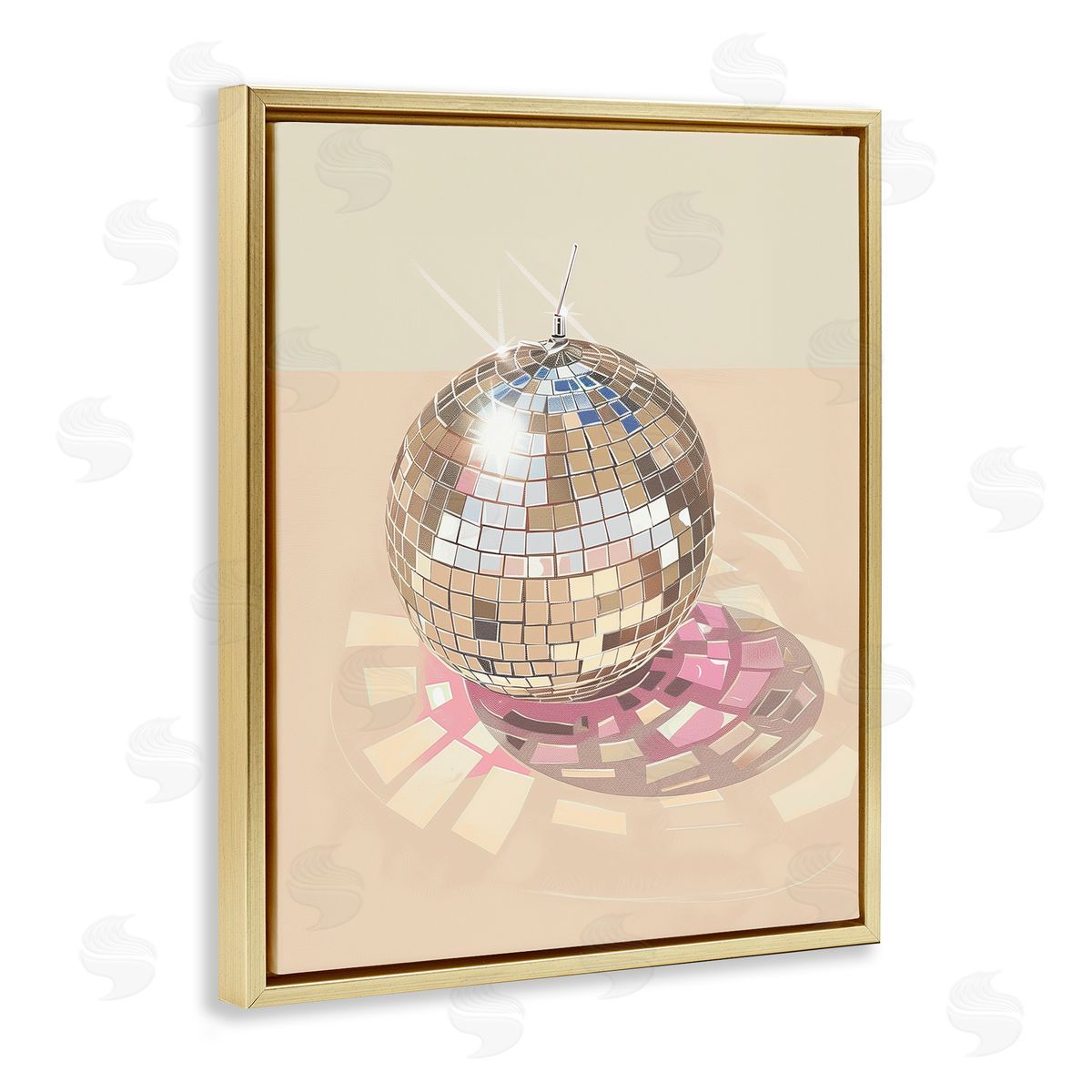 Dazzling Disco Ball Refraction Gold Floating Frame Canvas Wall Art, Home Decor by Arlington Prints