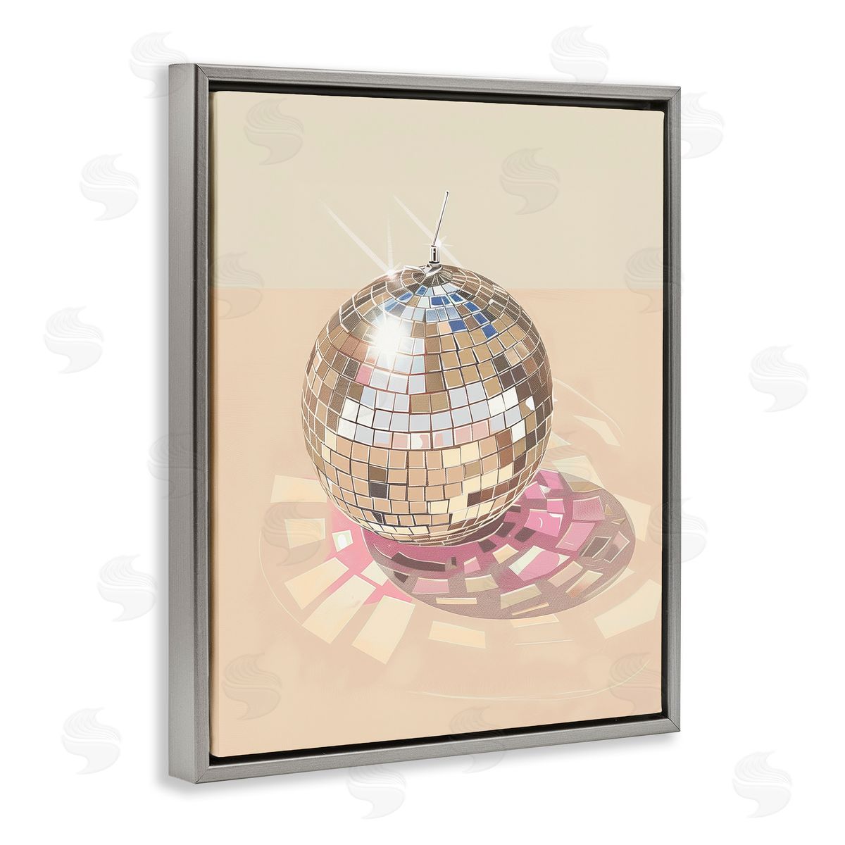 Dazzling Disco Ball Refraction Grey Floating Frame Canvas Wall Art, Home Decor by Arlington Prints