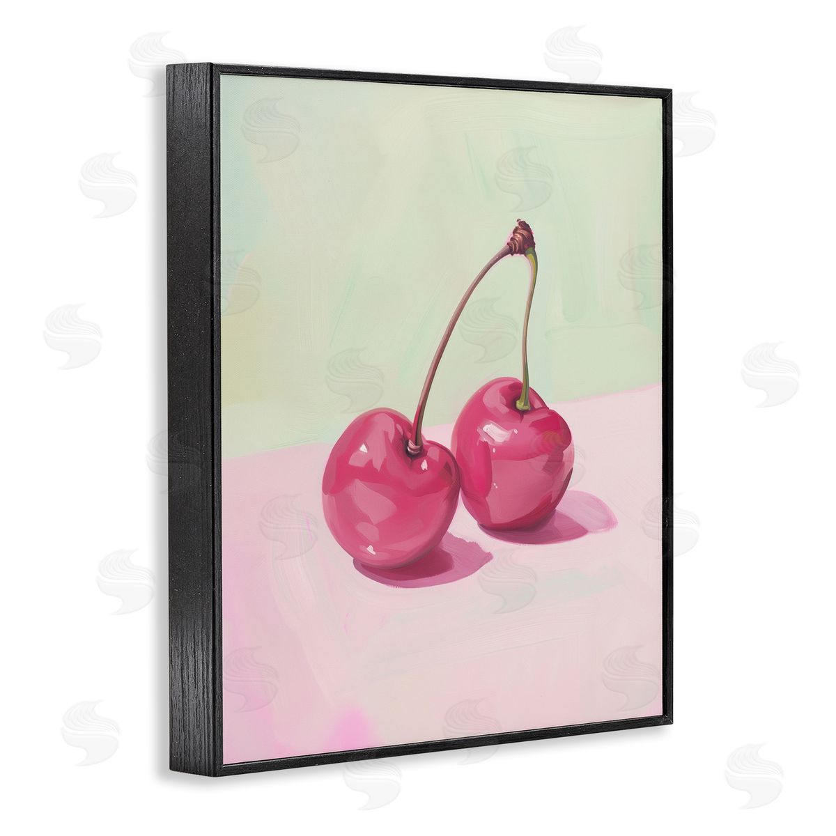 Luminous Cherries Still Life Black Frame Print Wall Art, Home Decor by Arlington Prints