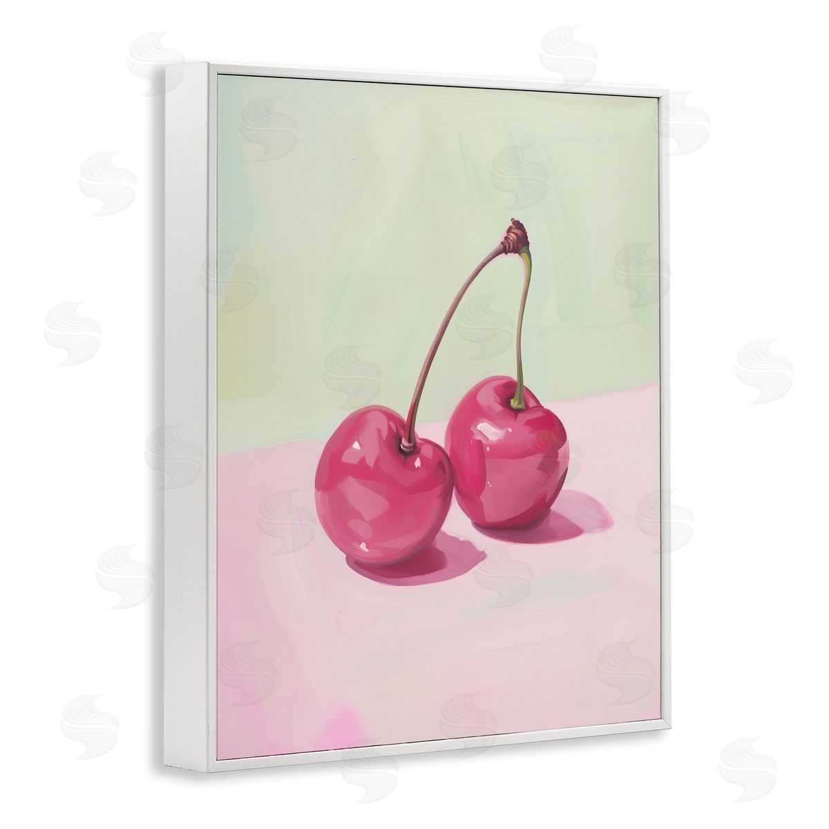 Luminous Cherries Still Life White Frame Print Wall Art, Home Decor by Arlington Prints