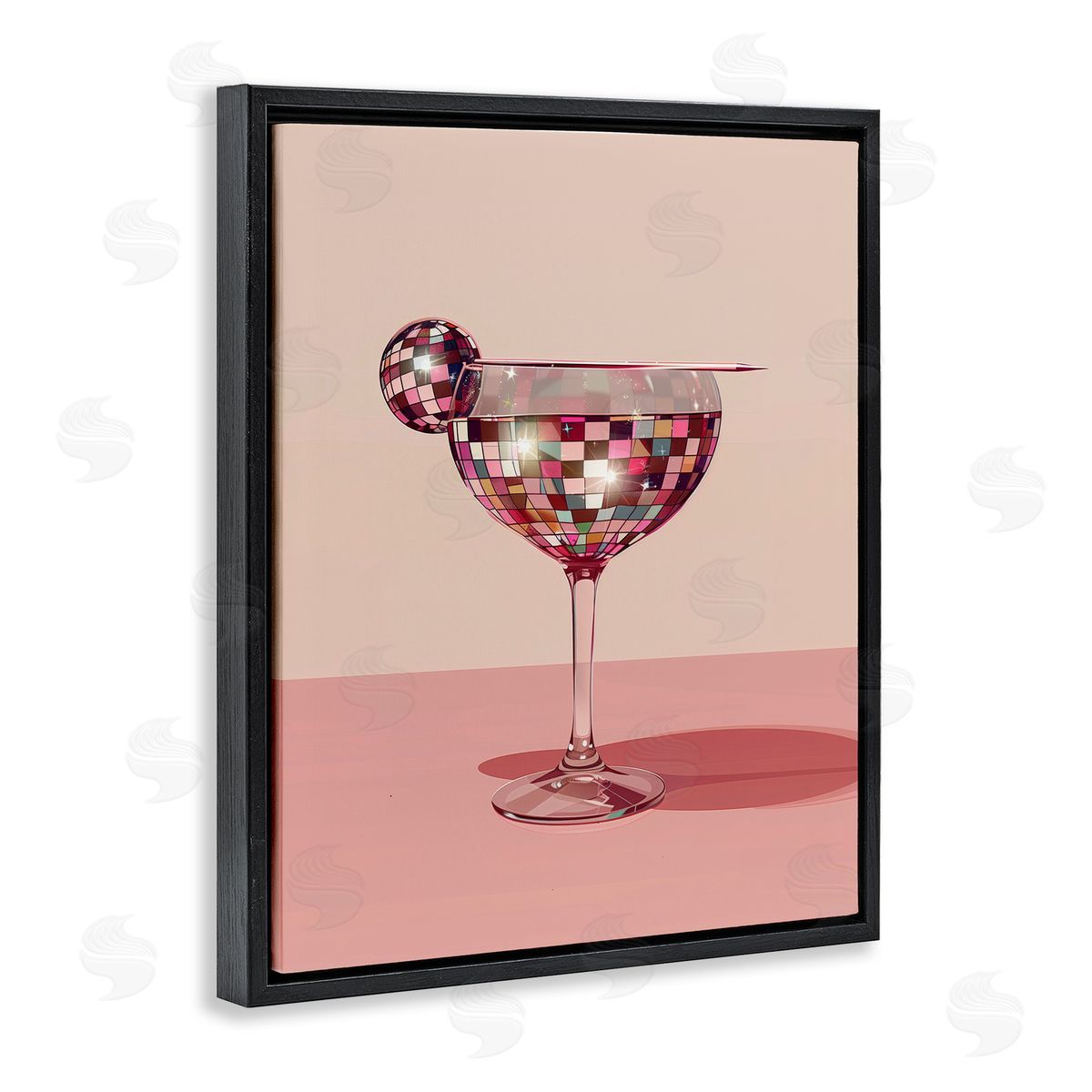 Rosy Hued Disco Drink Black Floating Frame Canvas Wall Art, Home Decor by Arlington Prints