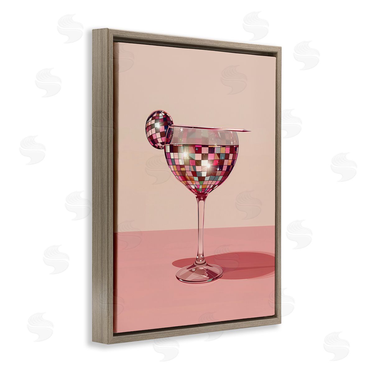 Rosy Hued Disco Drink Brown Floating Frame Canvas Wall Art, Home Decor by Arlington Prints