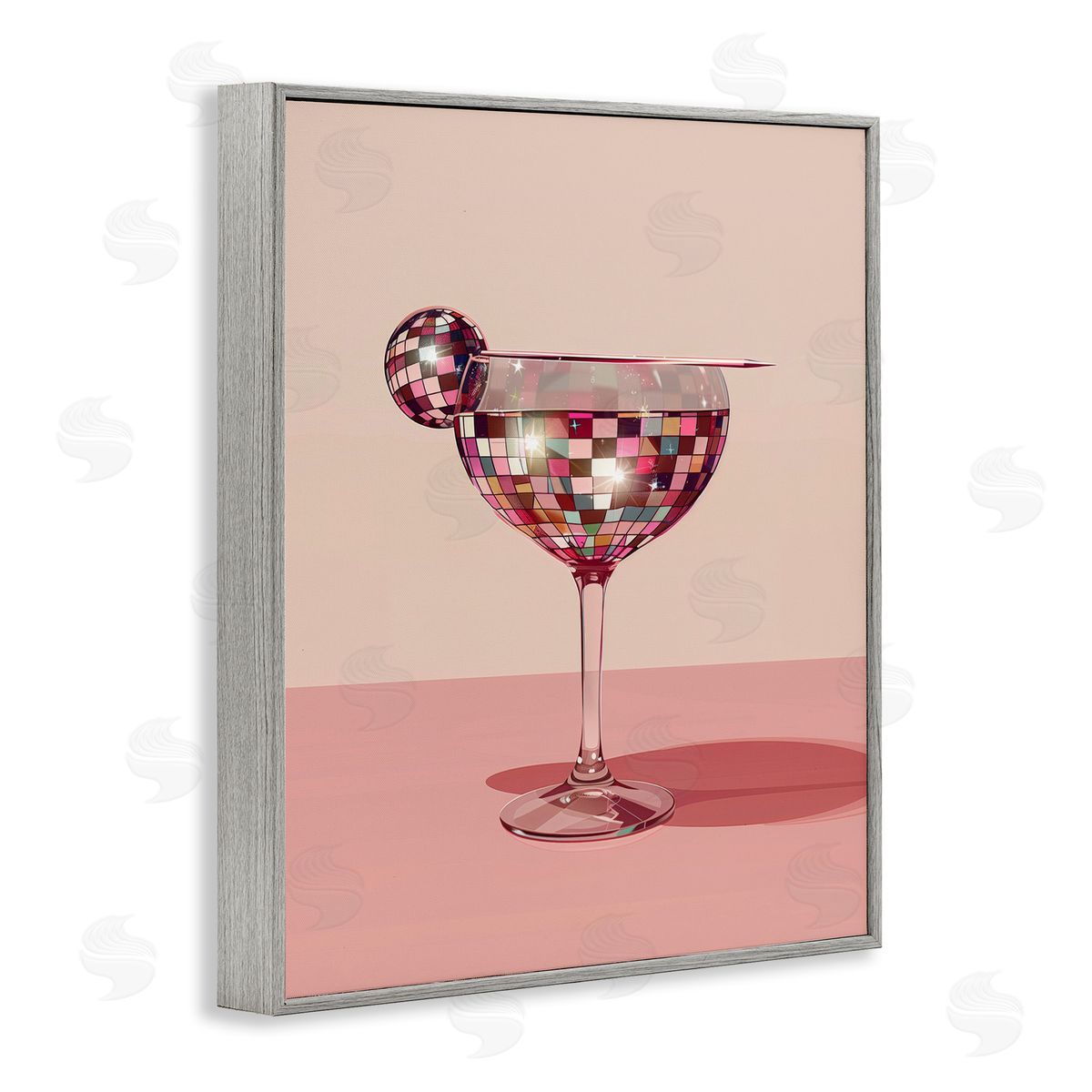 Rosy Hued Disco Drink Grey Frame Print Wall Art, Home Decor by Arlington Prints