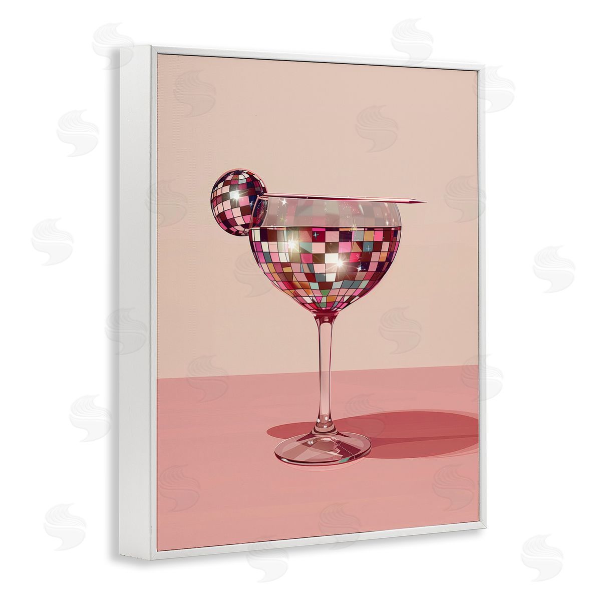 Rosy Hued Disco Drink White Frame Print Wall Art, Home Decor by Arlington Prints