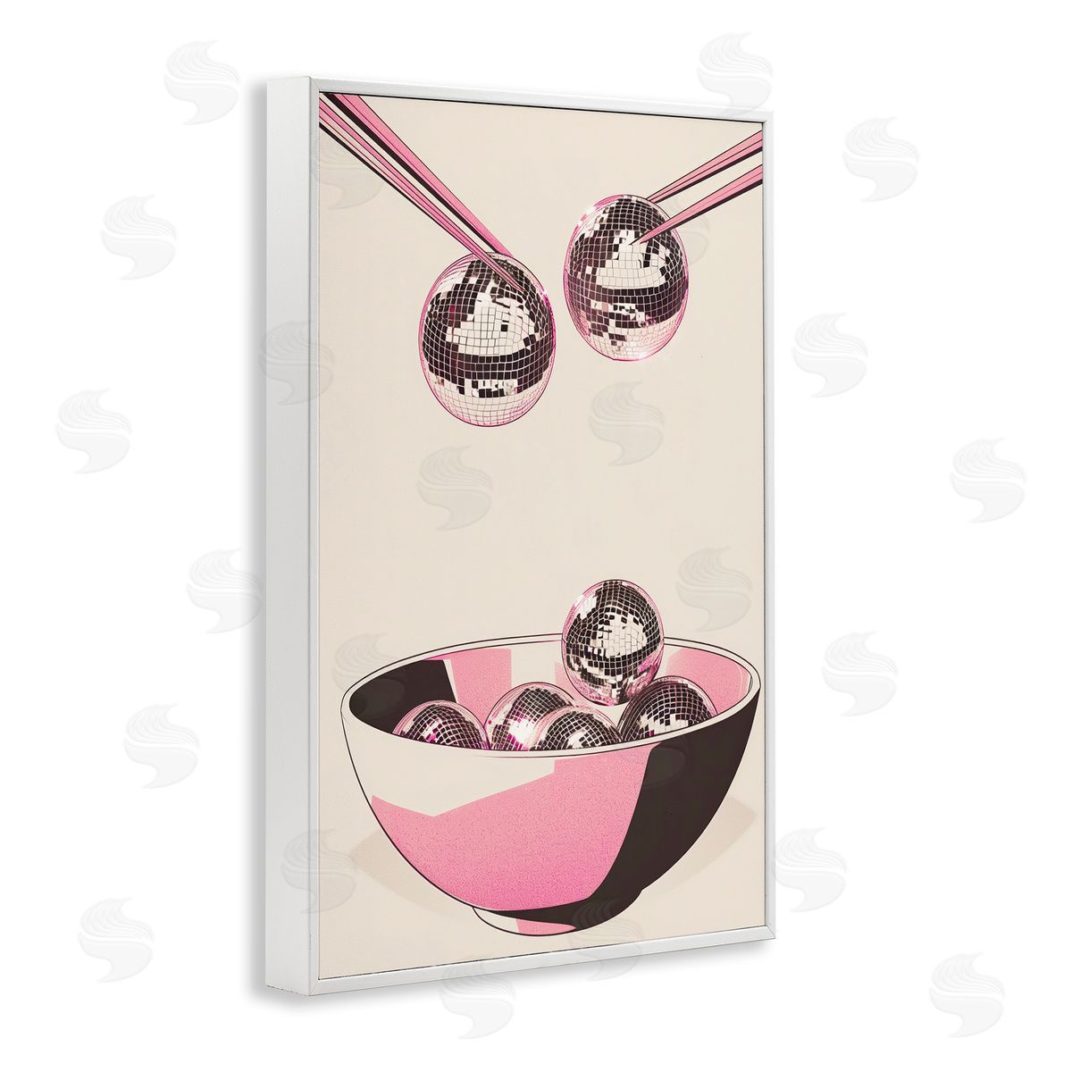 Disco Bowl Meal with Chopsticks White Frame Print Wall Art, Home Decor by Arlington Prints