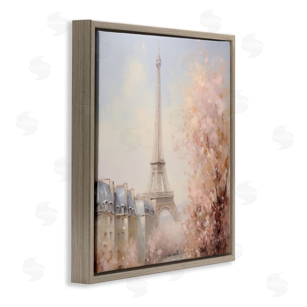 Parisian Eiffel Tower Cityscape Brown Floating Frame Canvas Wall Art, Home Decor by Arlington Prints