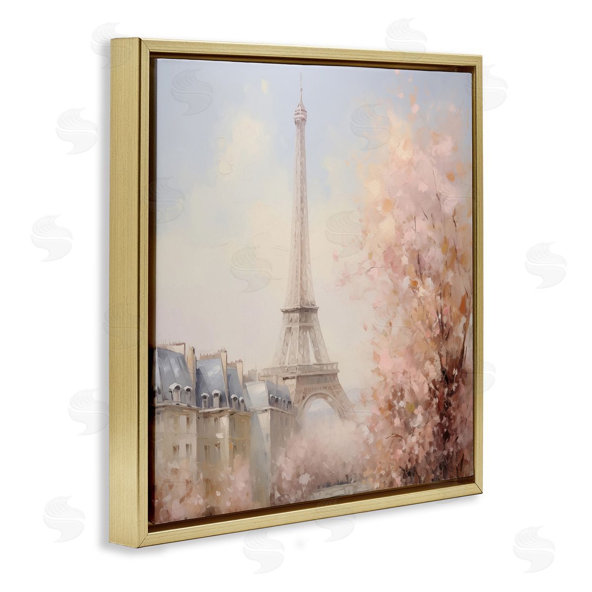 Parisian Eiffel Tower Cityscape Gold Floating Frame Canvas Wall Art, Home Decor by Arlington Prints
