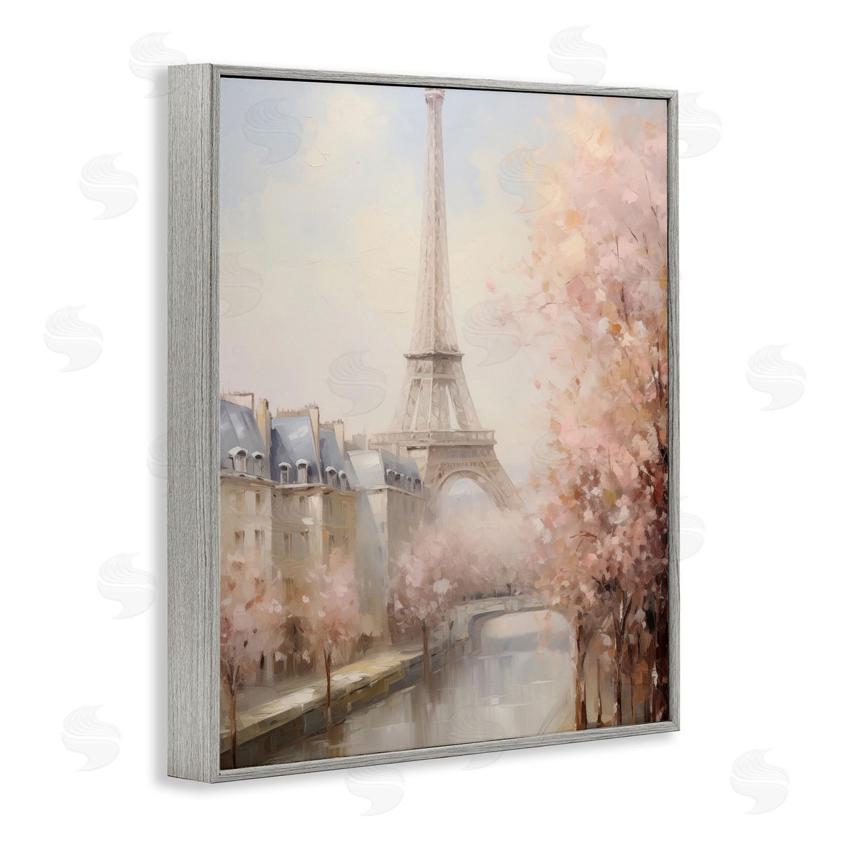 Soft Eiffel Tower River View Grey Frame Print Wall Art, Home Decor by Arlington Prints