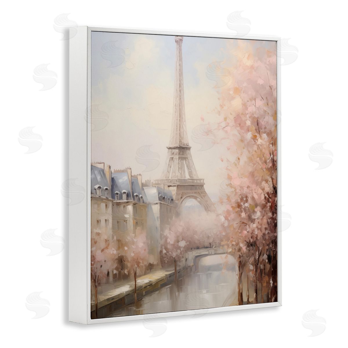 Soft Eiffel Tower River View White Frame Print Wall Art, Home Decor by Arlington Prints