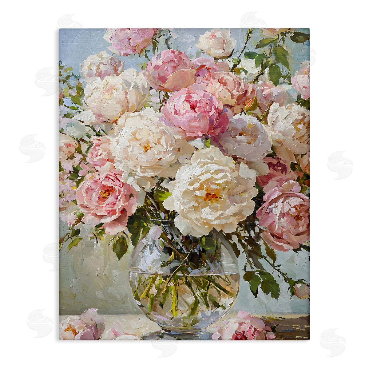 White & Pink Roses Canvas Wall Art, Home Decor by Franklyn Gregory