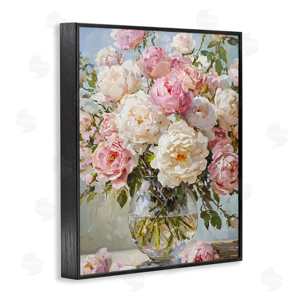 White & Pink Roses Black Frame Print Wall Art, Home Decor by Franklyn Gregory