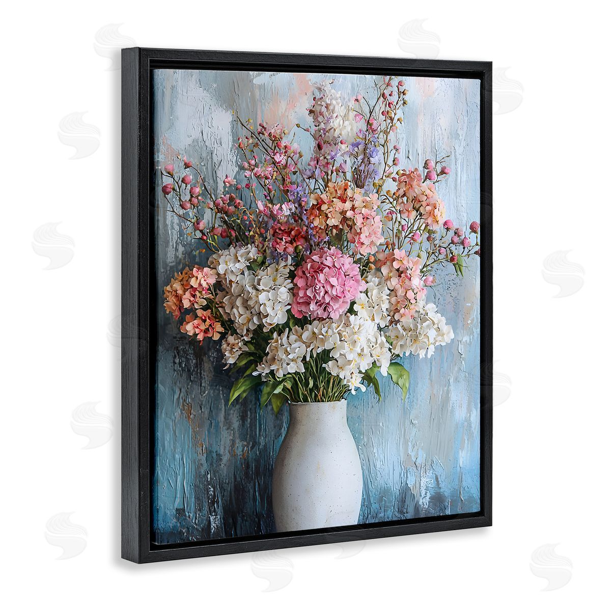 Hydrangea Vase Still Life Black Floating Frame Canvas Wall Art, Home Decor by Franklyn Gregory
