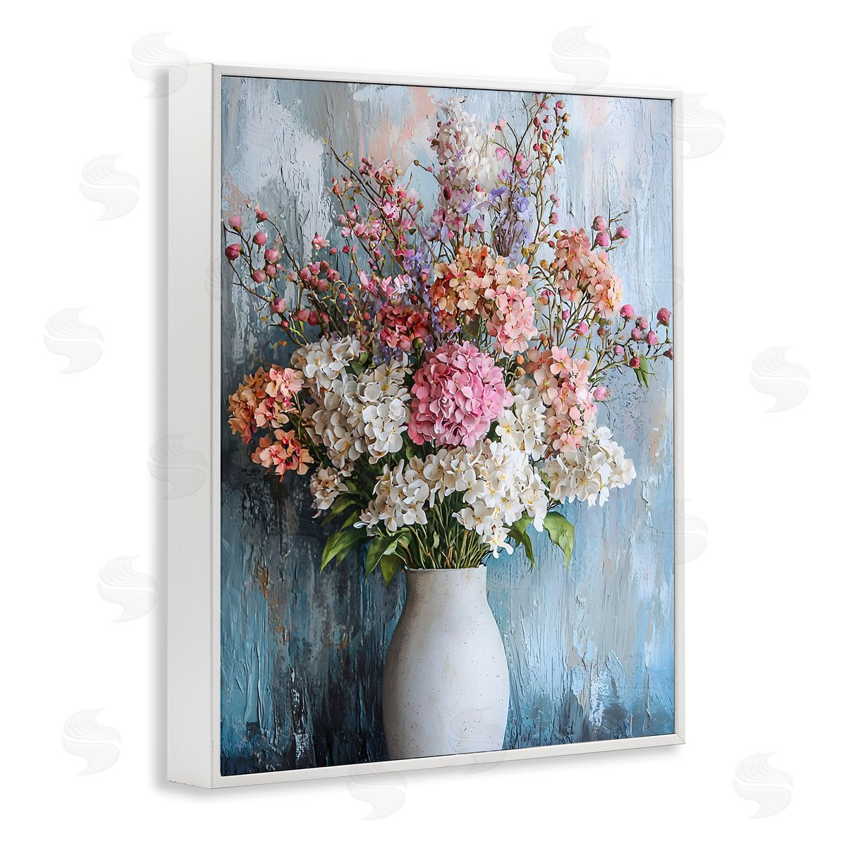 Hydrangea Vase Still Life White Frame Print Wall Art, Home Decor by Franklyn Gregory