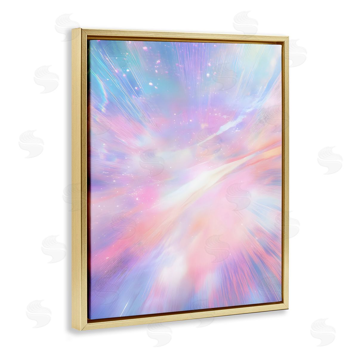 Iridescent Nebula Abstraction Gold Floating Frame Canvas Wall Art, Home Decor by Franklyn Gregory