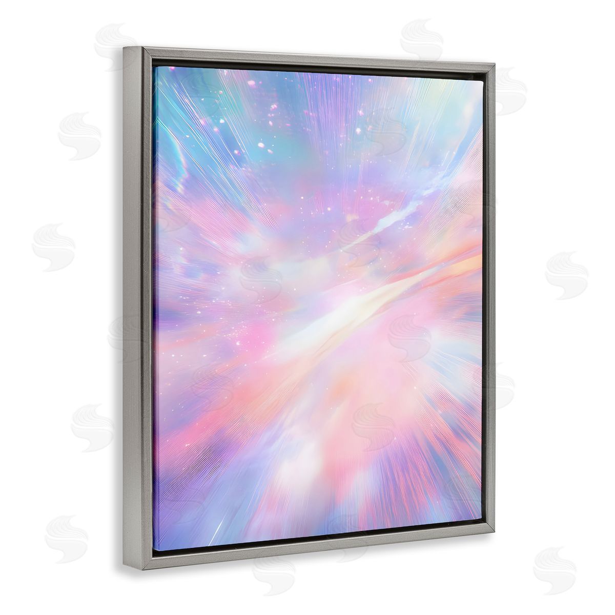 Iridescent Nebula Abstraction Grey Floating Frame Canvas Wall Art, Home Decor by Franklyn Gregory