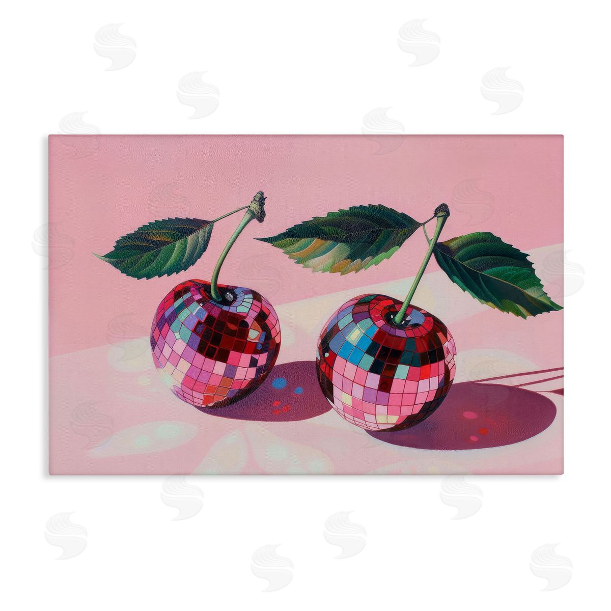 Disco Ball Cherry Pair Canvas Wall Art, Home Decor by LSR Creative Studio