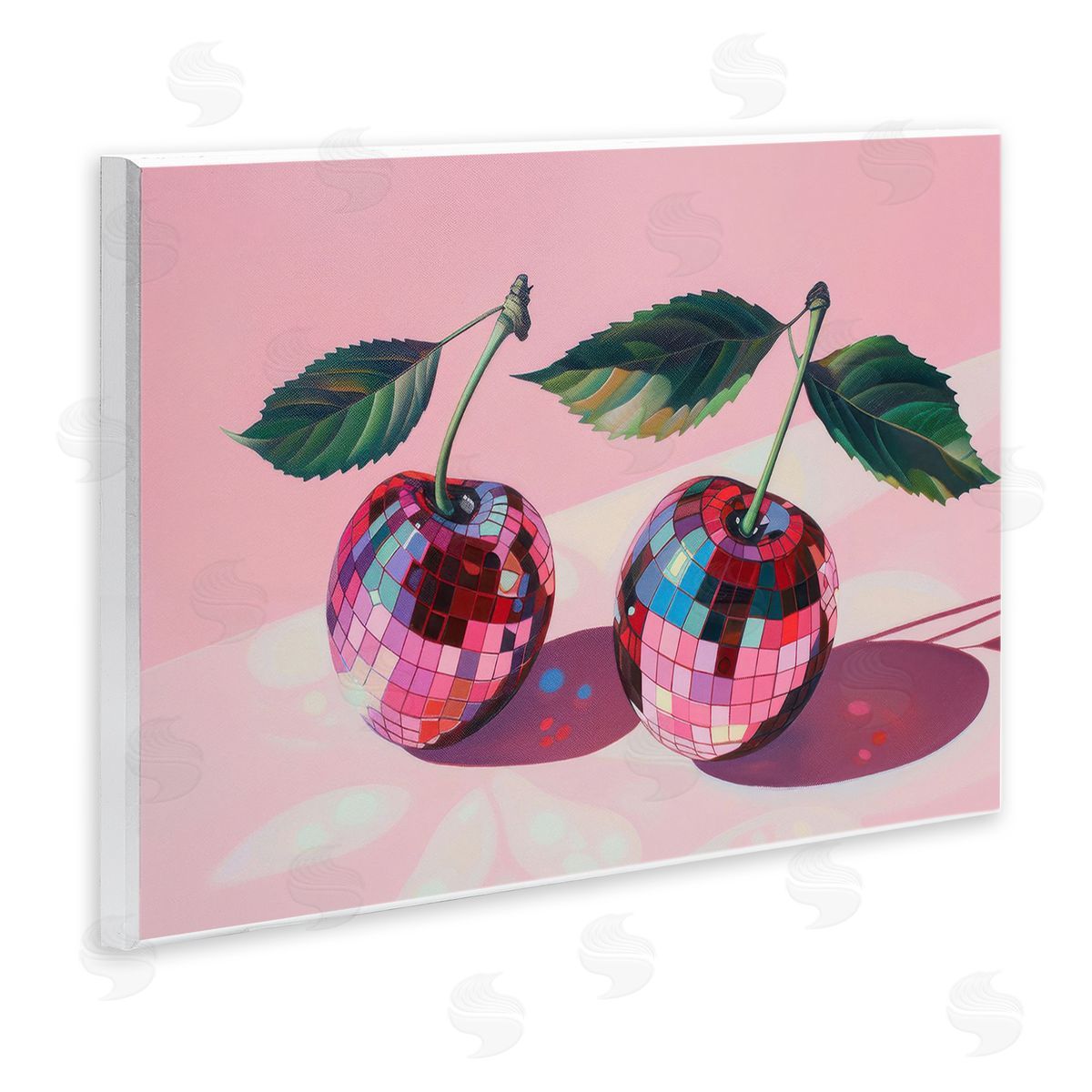 Disco Ball Cherry Pair Wood Plaque Wall Art, Home Decor by LSR Creative Studio