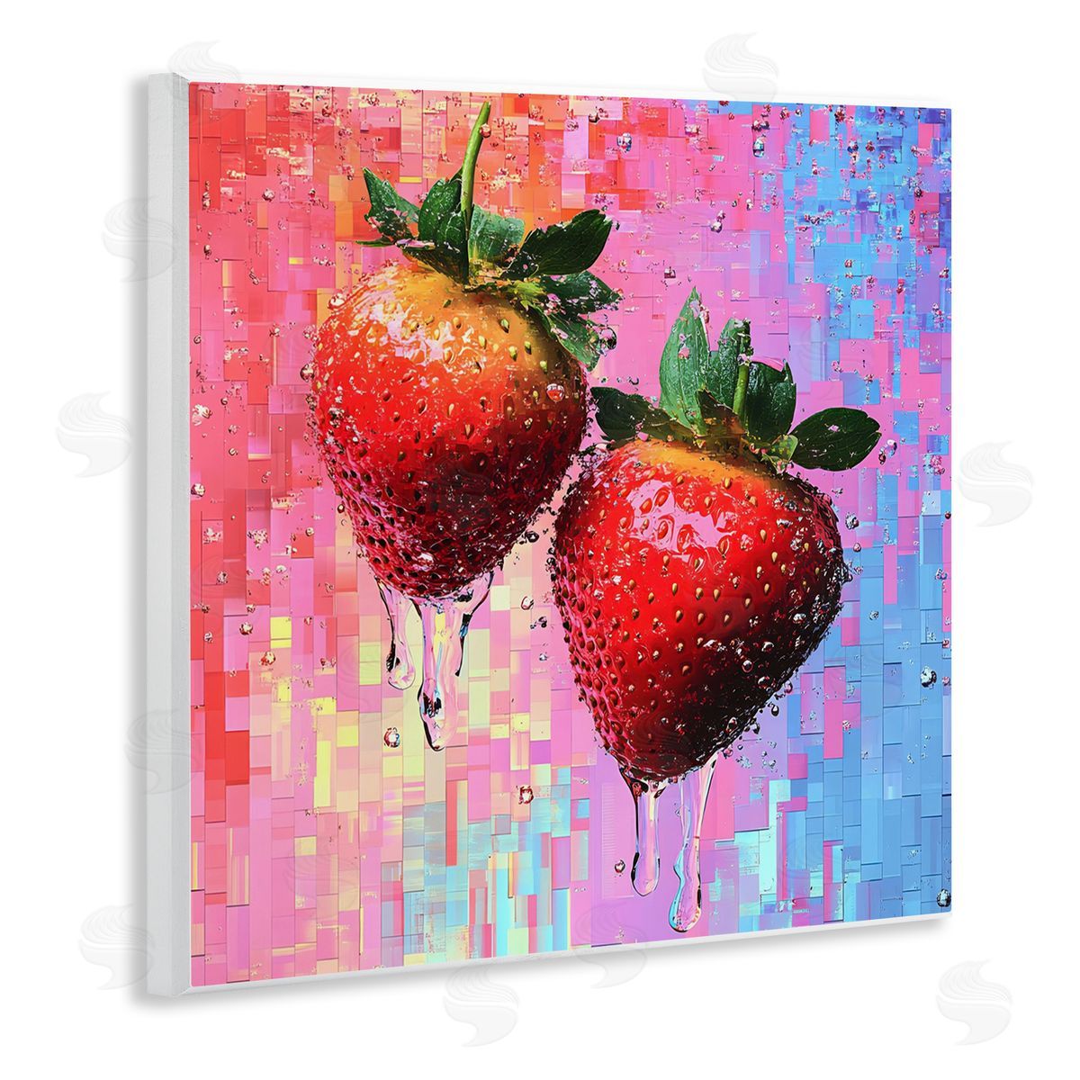 Lush Strawberries with Water Drip Wood Plaque Wall Art, Home Decor by LSR Creative Studio
