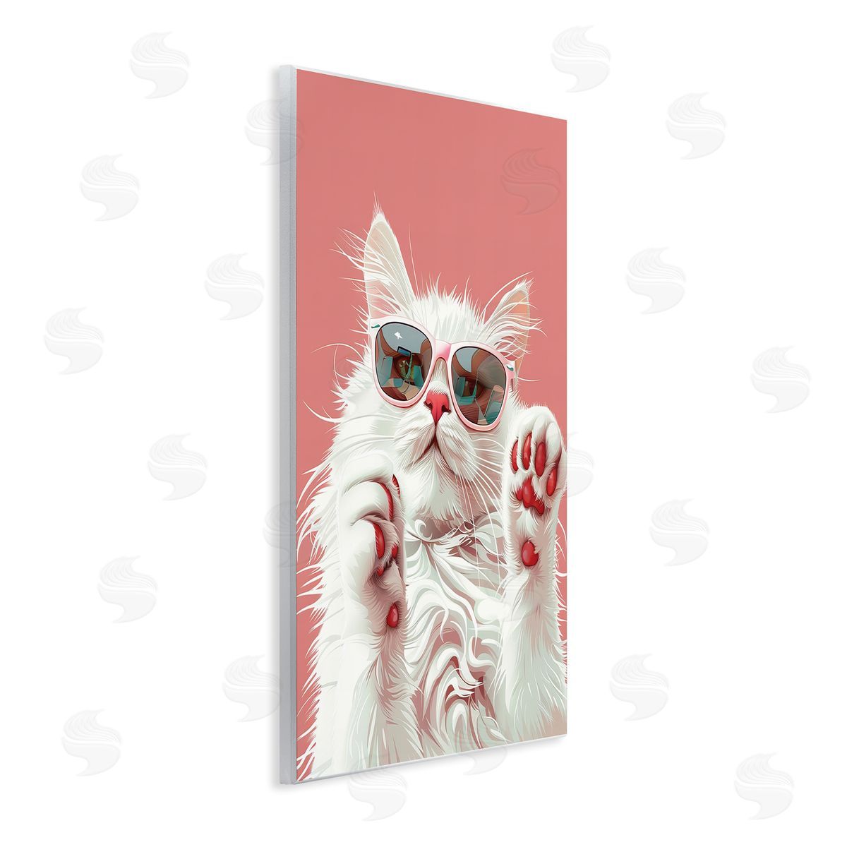 Glam Cat with Sunglasses Wood Plaque Wall Art, Home Decor by LSR Design Studio
