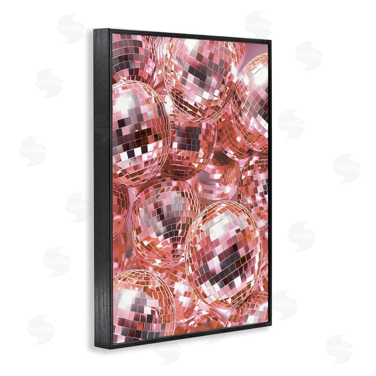 Pink Disco Ball Pile Black Frame Print Wall Art, Home Decor by LSR Design Studio