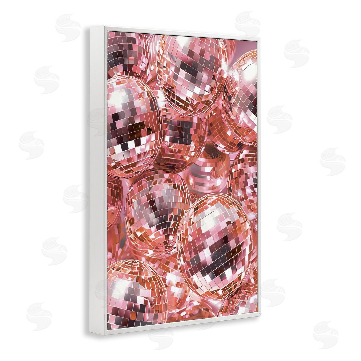 Pink Disco Ball Pile White Frame Print Wall Art, Home Decor by LSR Design Studio
