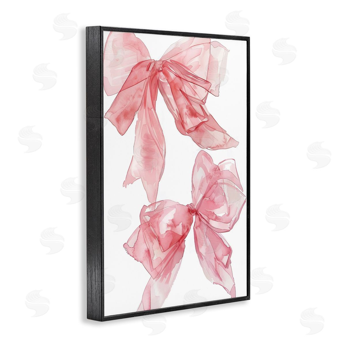 Sheer Pastel Pink Bows Black Frame Print Wall Art, Home Decor by LSR Design Studio