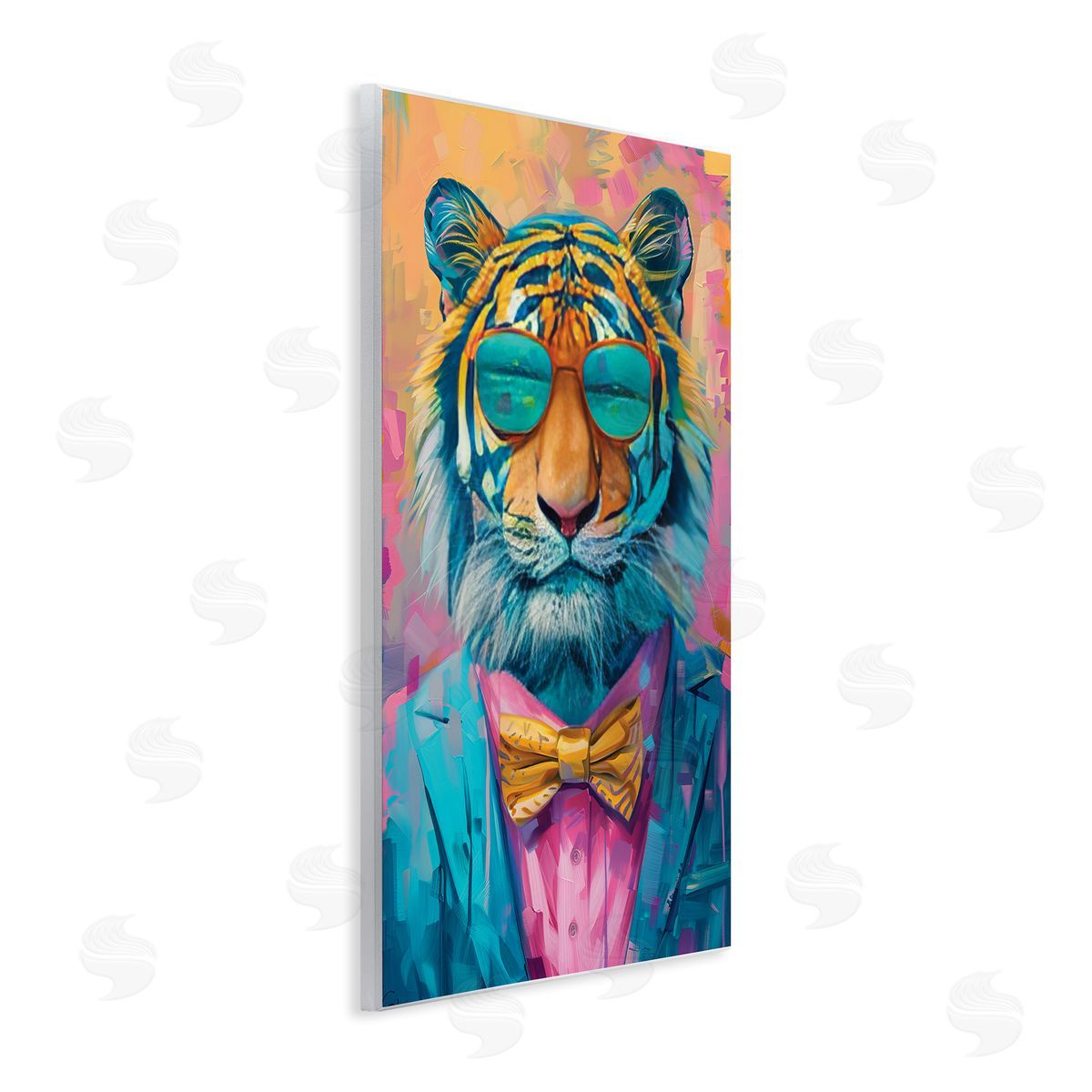 Smiling Snazzy Tiger Wood Plaque Wall Art, Home Decor by LSR Design Studio