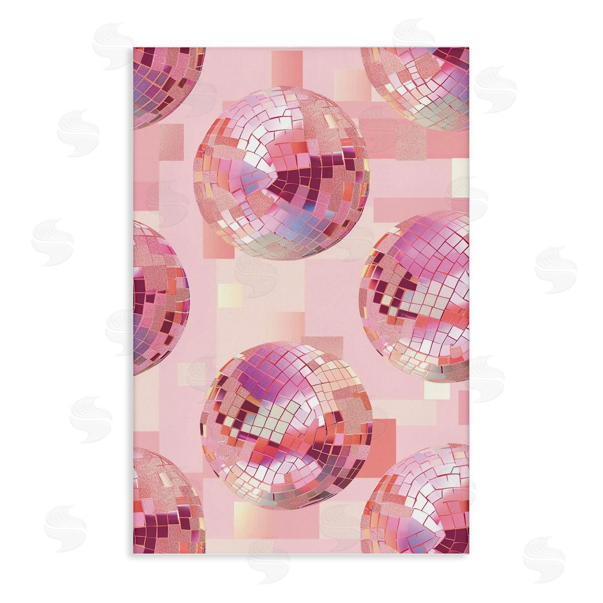Feminine Pink Disco Balls Canvas Wall Art, Home Decor by LSR Design Studio
