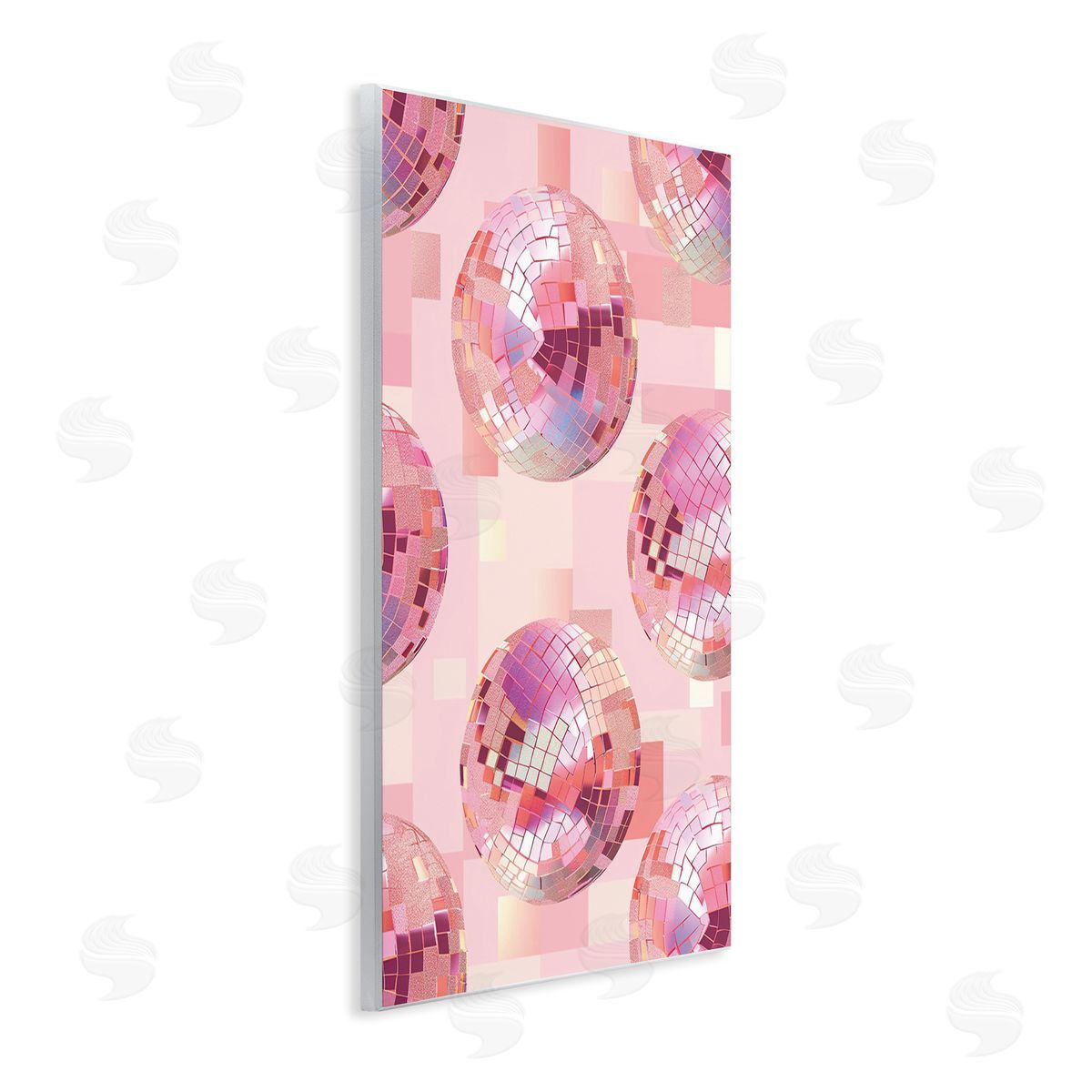 Feminine Pink Disco Balls Wood Plaque Wall Art, Home Decor by LSR Design Studio