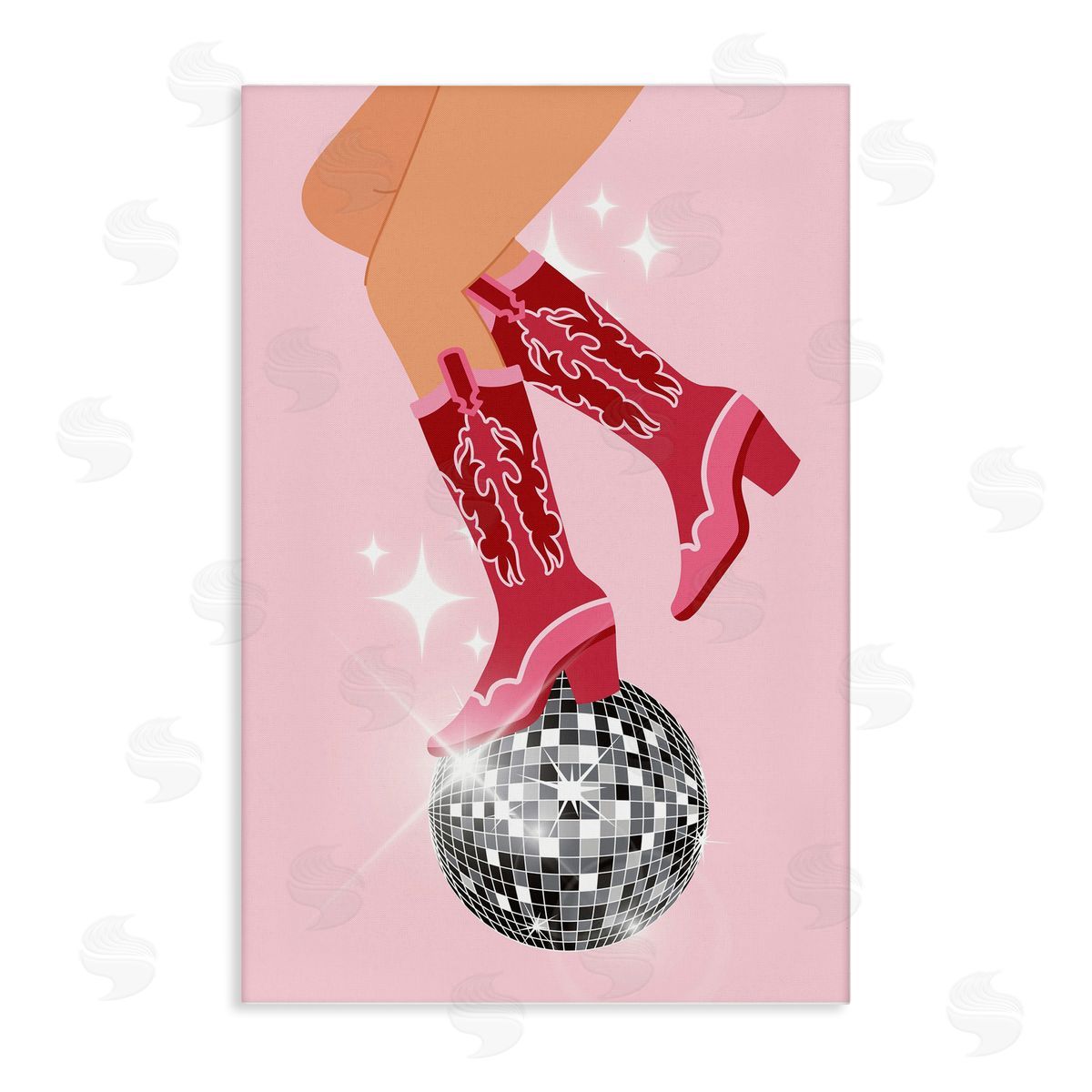Balancing Disco Cowgirl Canvas Wall Art, Home Decor by LSR Design Studio