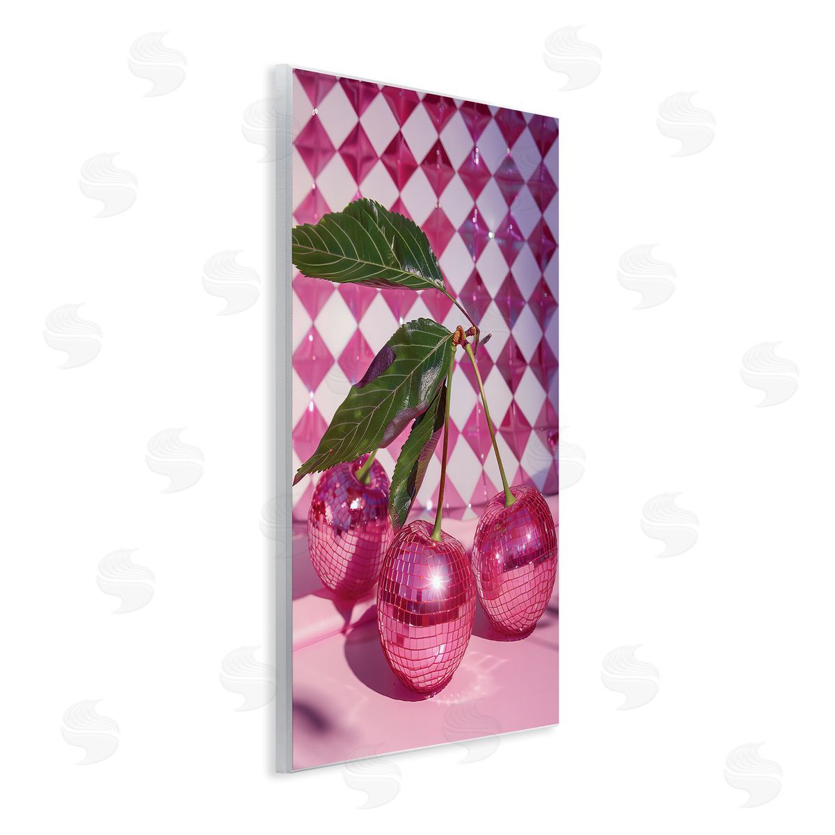 Groovy Cherry Disco Balls Wood Plaque Wall Art, Home Decor by LSR Design Studio