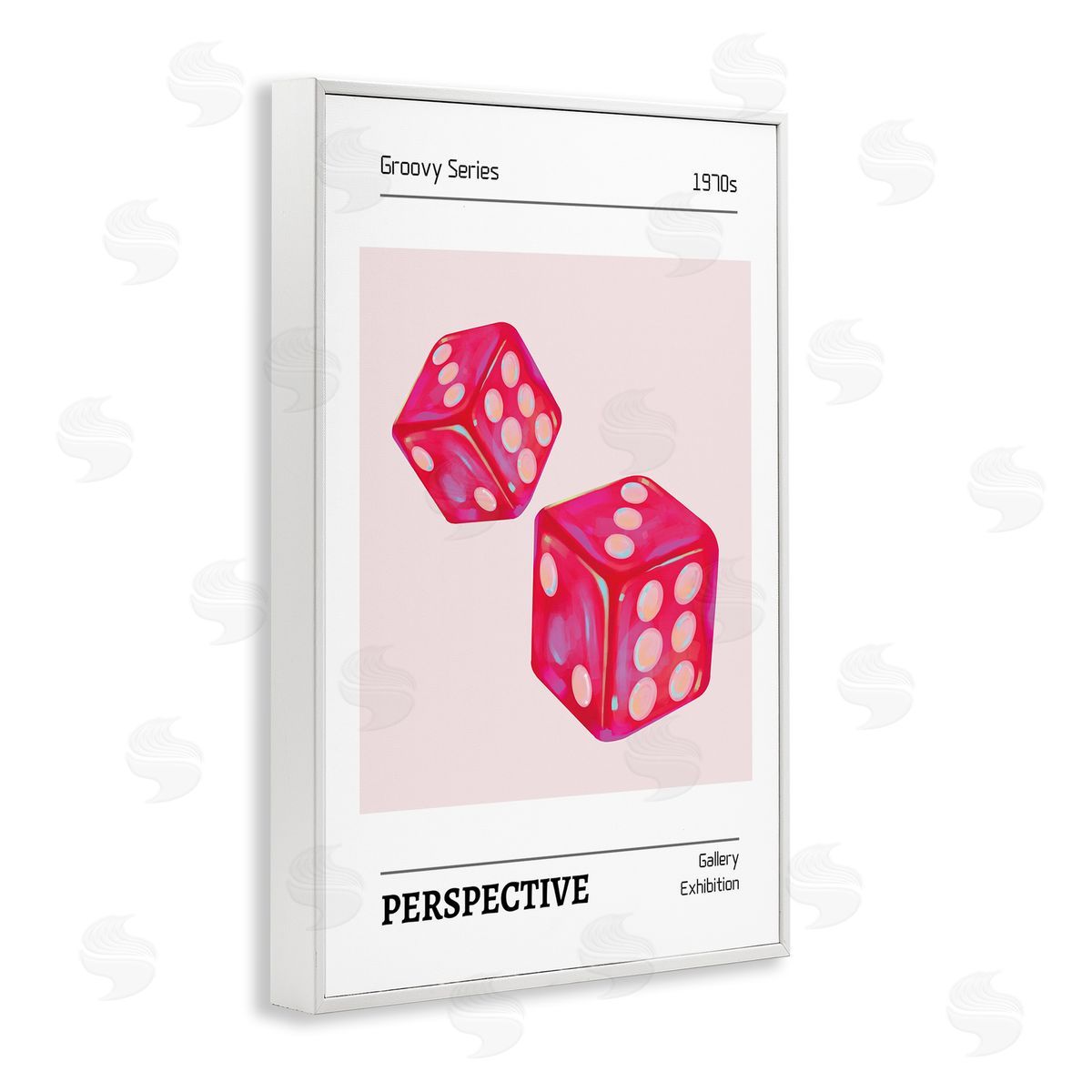 Pink Dice Pair White Frame Print Wall Art, Home Decor by LSR Design Studio