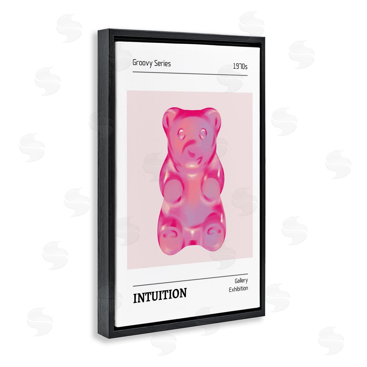 Intuition Phrase Candy Bear Black Floating Frame Canvas Wall Art, Home Decor by LSR Design Studio