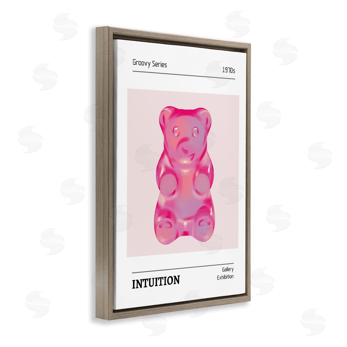 Intuition Phrase Candy Bear Brown Floating Frame Canvas Wall Art, Home Decor by LSR Design Studio
