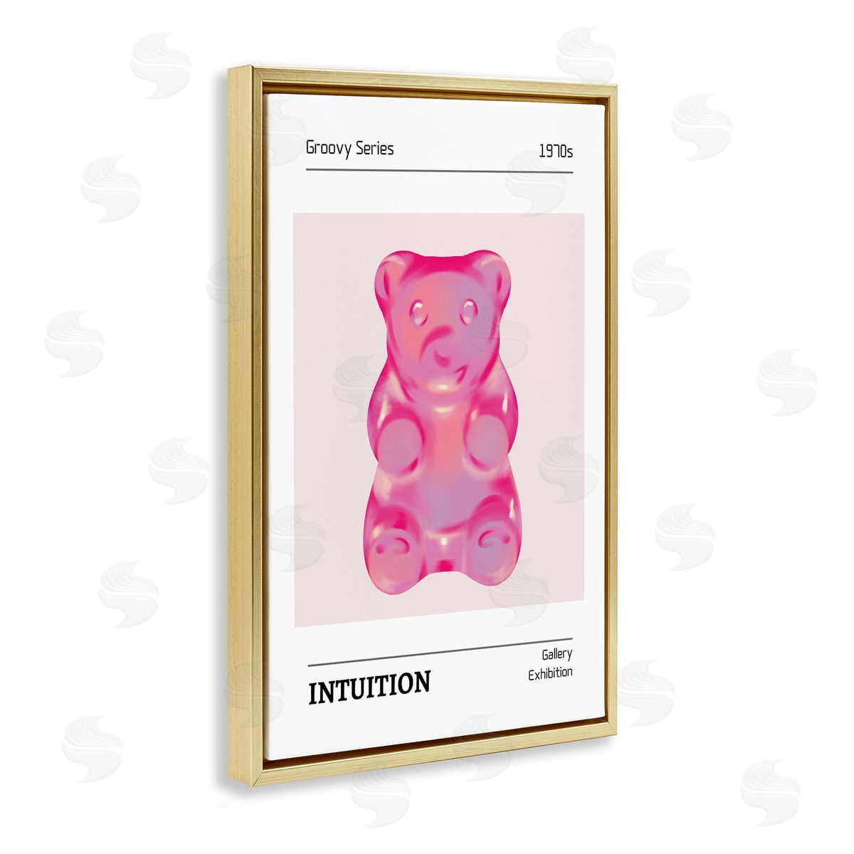 Intuition Phrase Candy Bear Gold Floating Frame Canvas Wall Art, Home Decor by LSR Design Studio