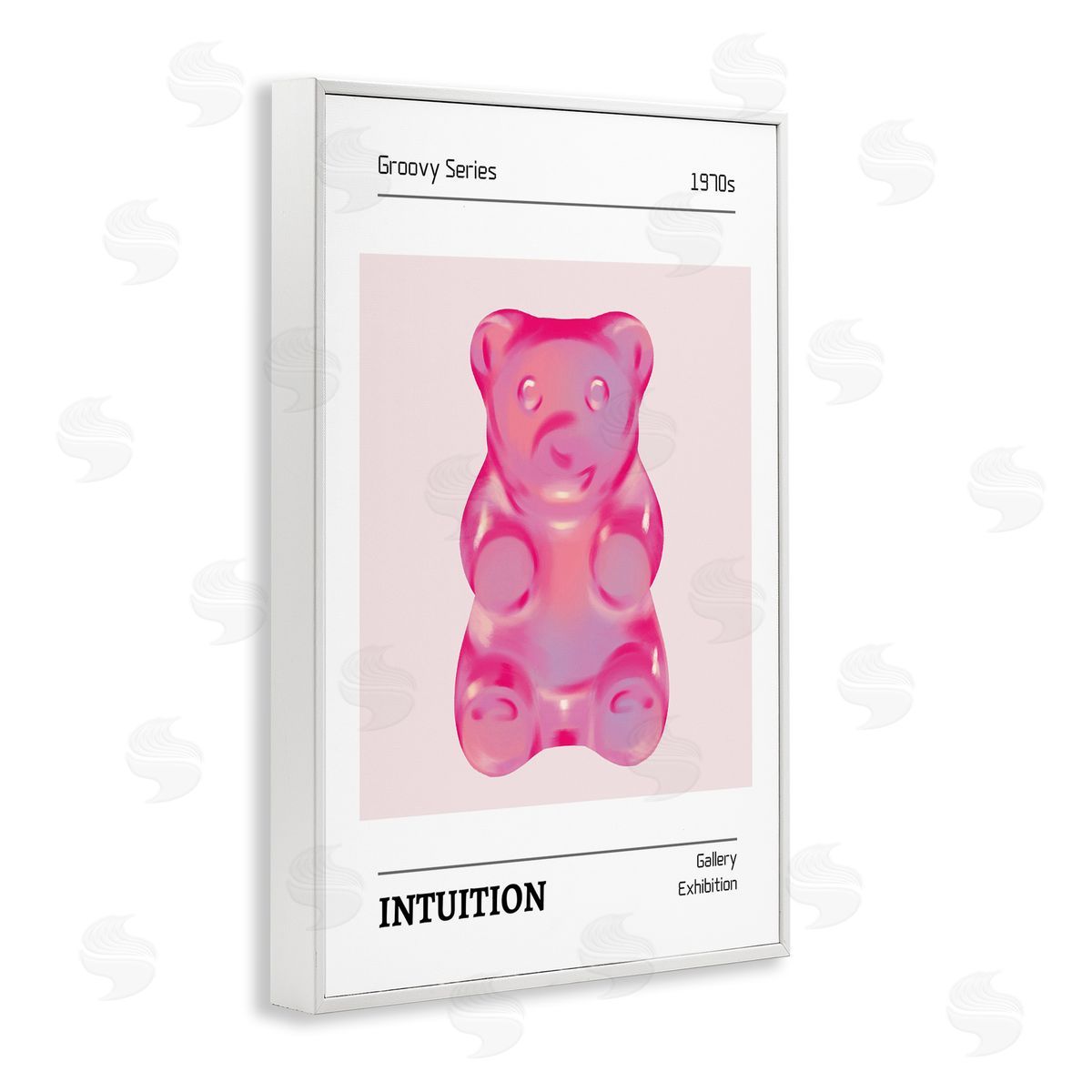 Intuition Phrase Candy Bear White Frame Print Wall Art, Home Decor by LSR Design Studio