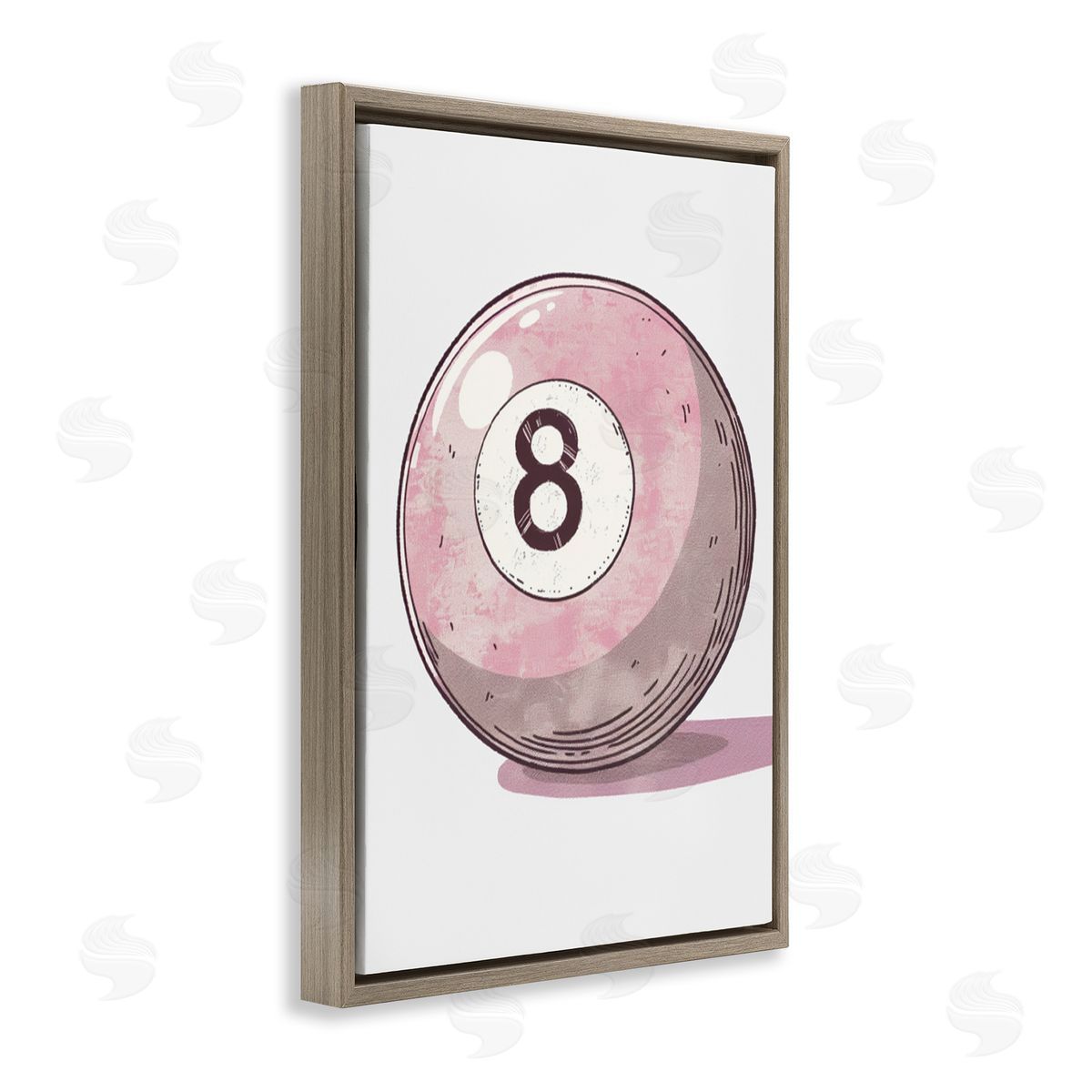 Pastel Eight Ball Brown Floating Frame Canvas Wall Art, Home Decor by LSR Design Studio