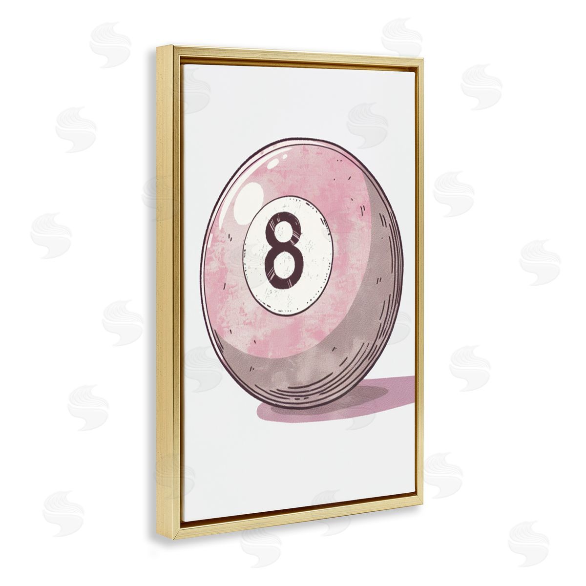 Pastel Eight Ball Gold Floating Frame Canvas Wall Art, Home Decor by LSR Design Studio