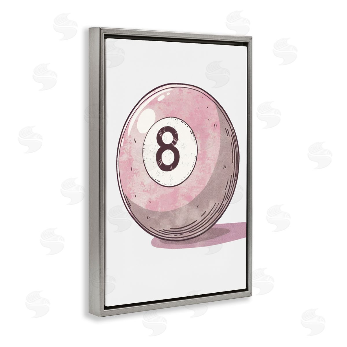Pastel Eight Ball Grey Floating Frame Canvas Wall Art, Home Decor by LSR Design Studio