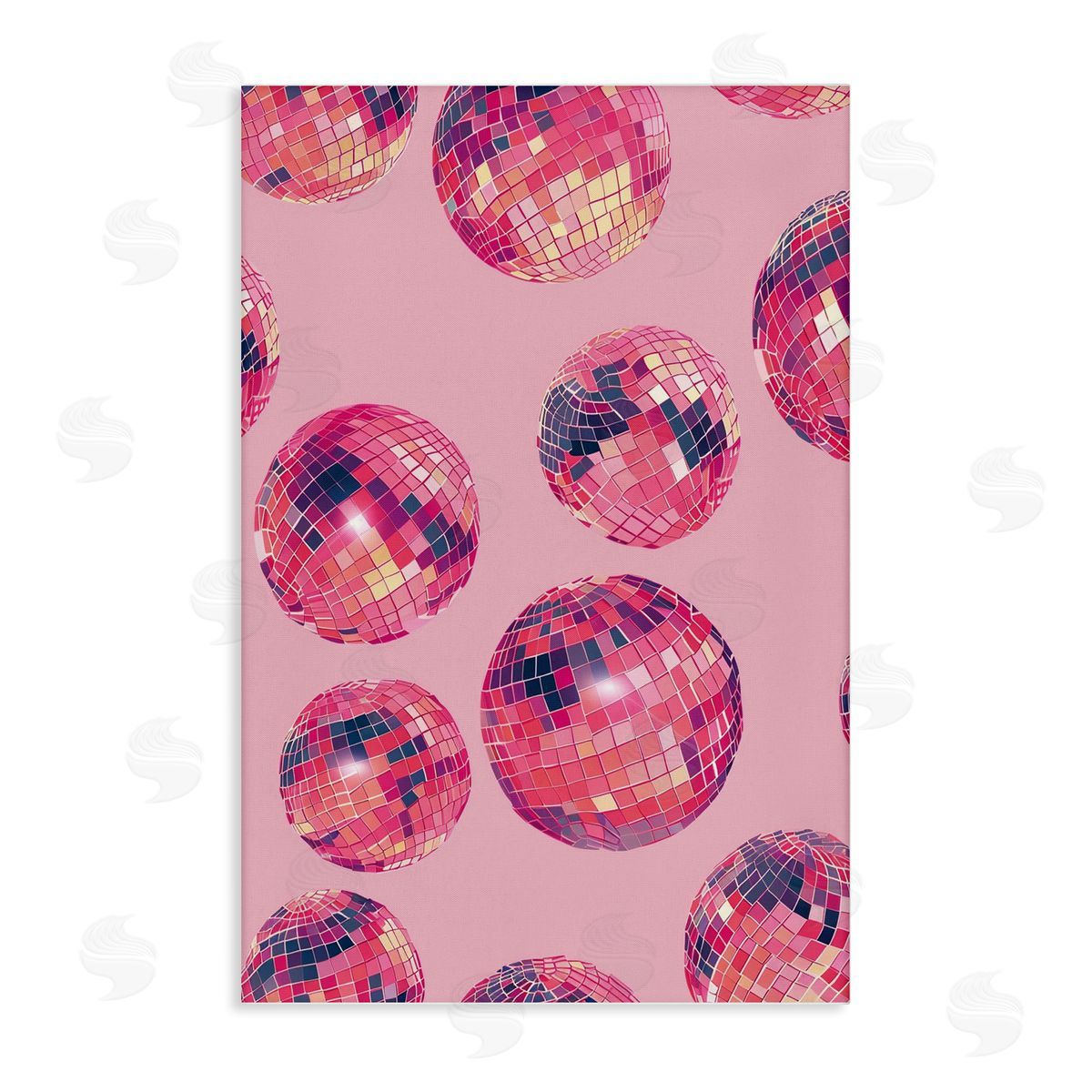 Vivid Pink Disco Pattern Canvas Wall Art, Home Decor by LSR Design Studio