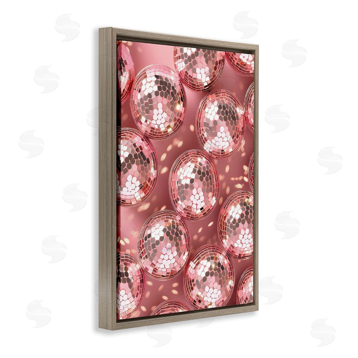 Disco Ball Shimmer Pattern Brown Floating Frame Canvas Wall Art, Home Decor by LSR Design Studio